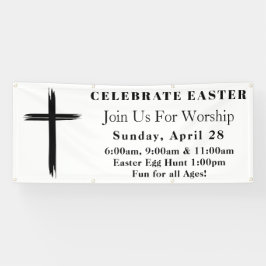 シンプルモダンクロス復活祭サンデーサービス教会 横断幕