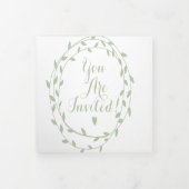 シンプルモダングリーンアッシュ結婚の3倍インビタティ 三つ折り招待状 (カバー)