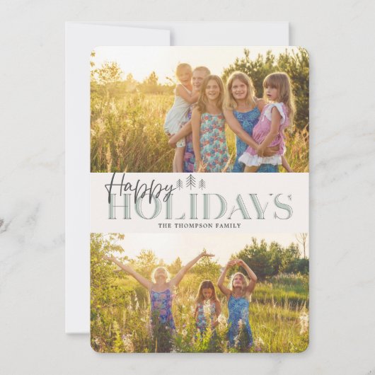 シンプルモダングリーンハッピーホリデイズ2写真 シーズンカード (正面)