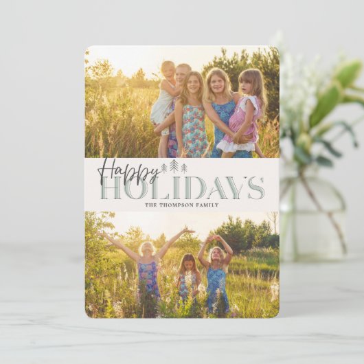 シンプルモダングリーンハッピーホリデイズ2写真 シーズンカード (スタンド正面)