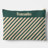 シンプルモダングリーンベージュクロスストライプズ アクセサリーポーチ (裏面)