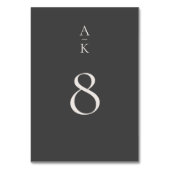 シンプルモダングレーのモノグラム結婚ミックスマッチ テーブルナンバー (裏面)