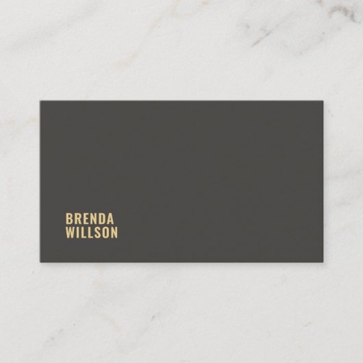 シンプルモダングレー背景金ゴールドタイポグラフィ 名刺 (正面)