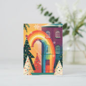 シンプルモダンゲイエレガントクリスマスカード シーズンポストカード (スタンド正面)