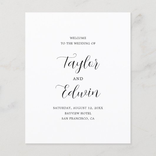 シンプルモダンコンテンポラリー予算結婚式 プログラム チラシ (正面)