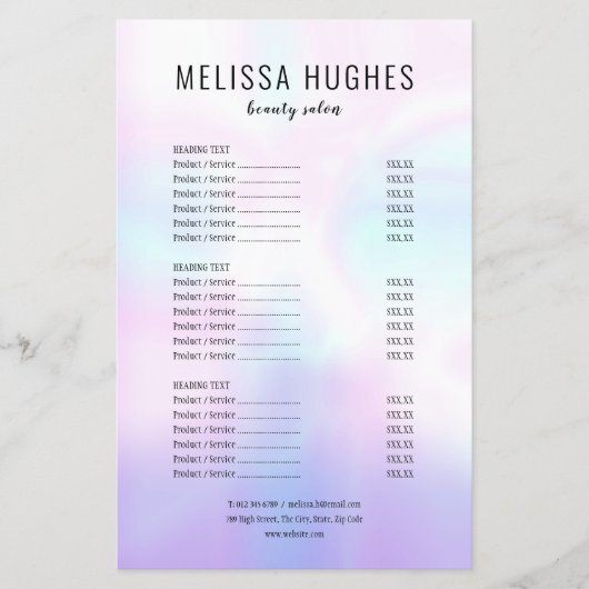 シンプルモダンサロンサービス チラシ (正面)