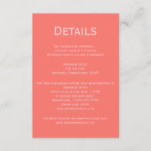 シンプルモダンサンゴとピンクの写真の結婚詳細 エンクロージャーカード (正面)