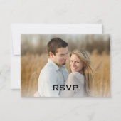 シンプルモダンサンゴとピンク結婚写真 出欠カード (正面)