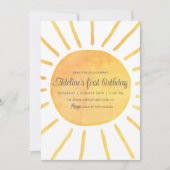 シンプルモダンサンシャインウォーターカラーガール誕生日 招待状 (正面)