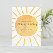 シンプルモダンサンシャインウォーターカラーガール誕生日 招待状 (スタンド正面)