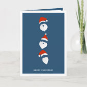 シンプルモダンサンタグラフィックブルークリスマス シーズンカード (正面)