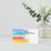 シンプルモダンシックなレインボーベビーシャワー予測 エンクロージャーカード (スタンド正面)