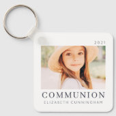 シンプルモダンシックカスタムFirst Communion Photo キーホルダー (正面)