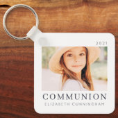 シンプルモダンシックカスタムFirst Communion Photo キーホルダー (正面)