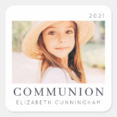 シンプルモダンシックカスタムFirst Communion Photo スクエアシール (正面)