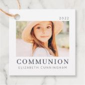 シンプルモダンシックカスタムFirst Communion Photo フェイバータグ (正面)