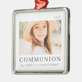 シンプルモダンシックカスタムFirst Communion Photo メタルオーナメント (左)