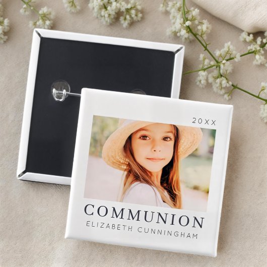 シンプルモダンシックカスタムFirst Communion Photo 缶バッジ