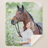 シンプルモダンシックパーソナライズされたペット馬写真 シェルパブランケット (正面)