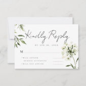 シンプルモダンシックフローラ思い出のメモリアル返信 出欠カード (正面)