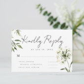 シンプルモダンシックフローラ思い出のメモリアル返信 出欠カード (スタンド正面)