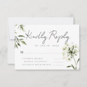 シンプルモダンシックフローラ思い出のメモリアル返信 出欠カード (正面)