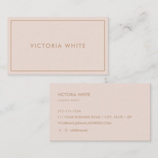 シンプルモダンシックユニークプロフェッショナル淡い色の赤面 名刺 (正面/裏面)