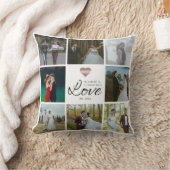 シンプルモダンシック写真コラージュグリッドラブハート クッション (ブランケット)