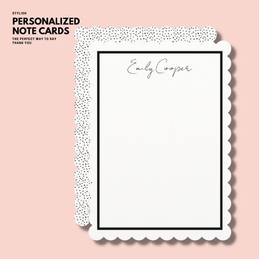 シンプルモダンシック黒白ホタテ ノートカード