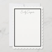 シンプルモダンシック黒白ホタテ ノートカード (正面)