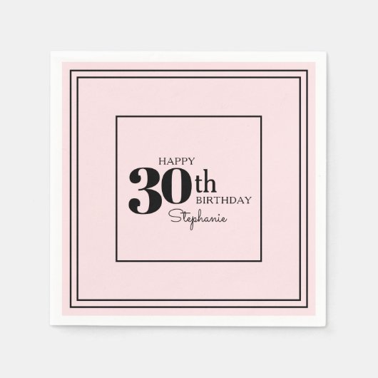 シンプルモダンシック30th誕生日パーティー スタンダードカクテルナプキン (正面)