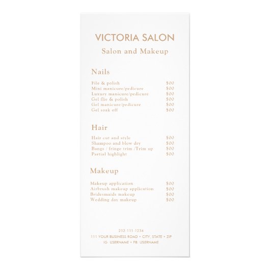 シンプルモダンシッユニーククサロンメイクアップ ラックカード (正面)