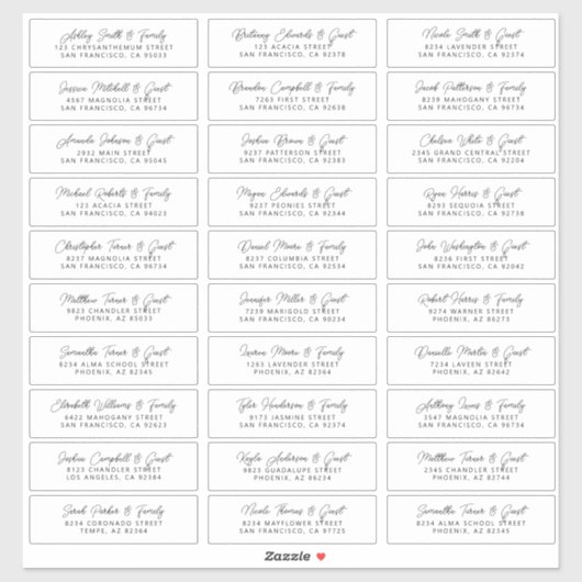 シンプルモダンシッ結婚クのゲスト名アドレス シール (シート)