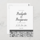 シンプルモダンシルバーとブラック結婚ズ ポストカード (正面/裏面)