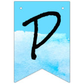 シンプルモダンスカイブルーウォーターカラーハッピーリタイア バンティングフラッグ (第3の旗)