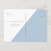 シンプルモダンスカイブルー結婚式の日付を保存 ポストカード (裏面)