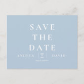 シンプルモダンスカイブルー結婚式の日付を保存 ポストカード (正面)