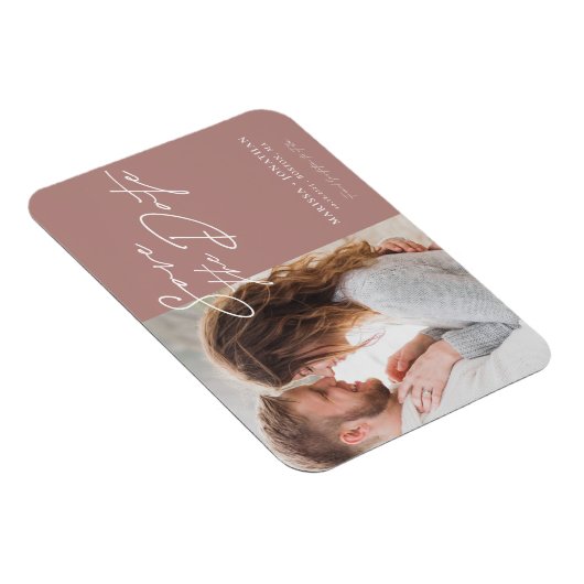 シンプルモダンスクリプトの写真を保存結婚する マグネット (右側)