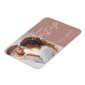 シンプルモダンスクリプトの写真を保存結婚する マグネット (左側)