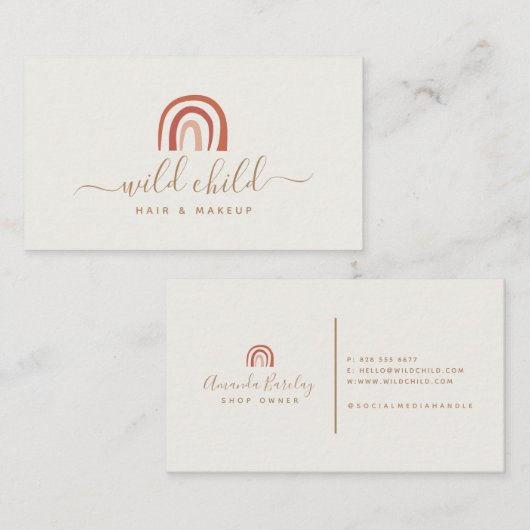 シンプルモダンスクリプトトレンディーレインボー 名刺 (正面/裏面)