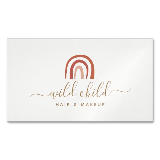 シンプルモダンスクリプトトレンディー抽象芸術レインボー マグネット名刺 (正面)