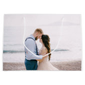 シンプルモダンスクリプトハート結婚の感謝 ラージペーパーバッグ (正面)