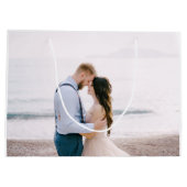 シンプルモダンスクリプトハート結婚の感謝 ラージペーパーバッグ (裏面)