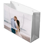 シンプルモダンスクリプトハート結婚の感謝 ラージペーパーバッグ (正面アングル)