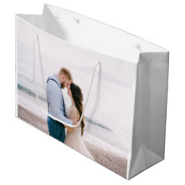 シンプルモダンスクリプトハート結婚の感謝 ラージペーパーバッグ