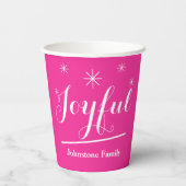 シンプルモダンスクリプト名シック熱ピンク喜び 紙コップ (裏面)