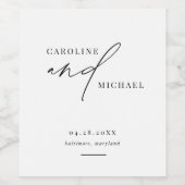 シンプルモダンスクリプト名結婚白 ワインラベル (シングルラベル)