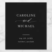 シンプルモダンスクリプト名結婚黒 ワインラベル (シングルラベル)