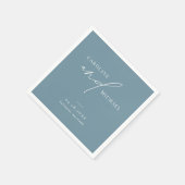 シンプルモダンスクリプト名結婚Blue スタンダードカクテルナプキン (角)