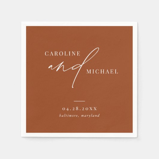 シンプルモダンスクリプト名Boho Brown 結婚s スタンダードカクテルナプキン (正面)